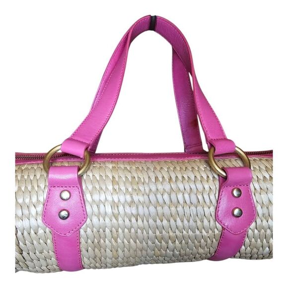 Y2K JUICY COUTURE Woven Straw Wicker Barrel Purse w/Cherry Charm - Picture 7 of 13